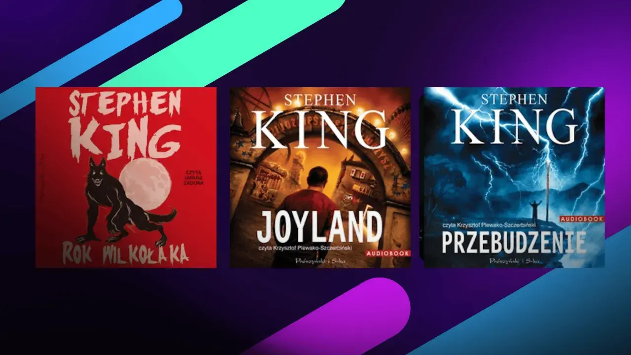 Okładki audiobooków Stephena Kinga: "Rok Wilkołaka", "Joyland" i "Przebudzenie". To jedne z najlepszych książek tego autora.