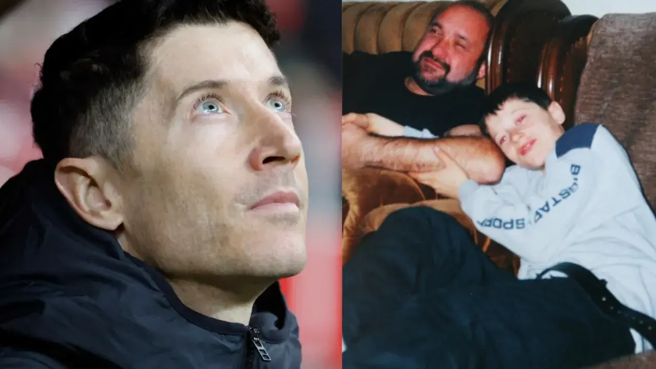 Lewandowski z ojcem, porównanie dorosłego piłkarza z jego dziecięcymi latami.