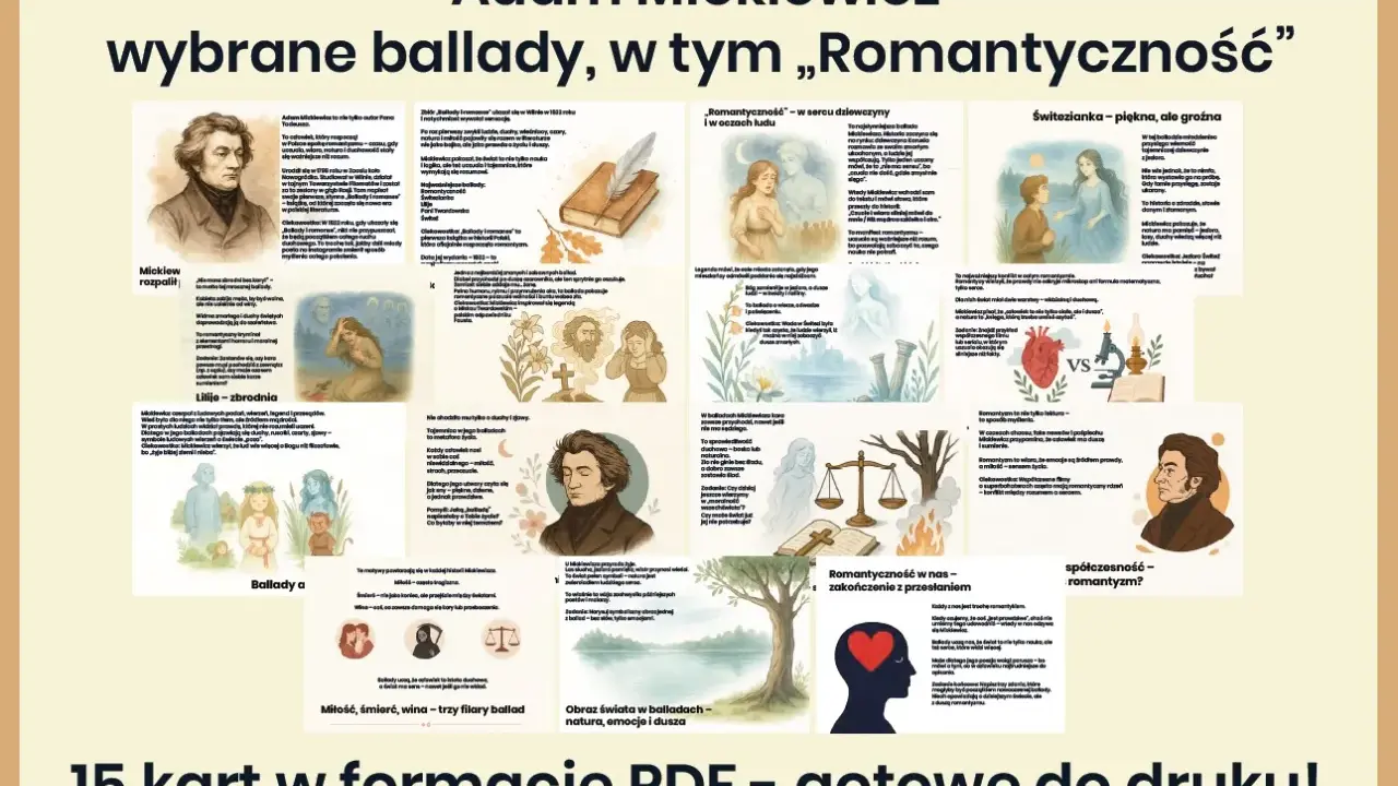 Mickiewiczowskie ballady i "Romantyczność" – analiza dzieł, ilustracje i cytaty.