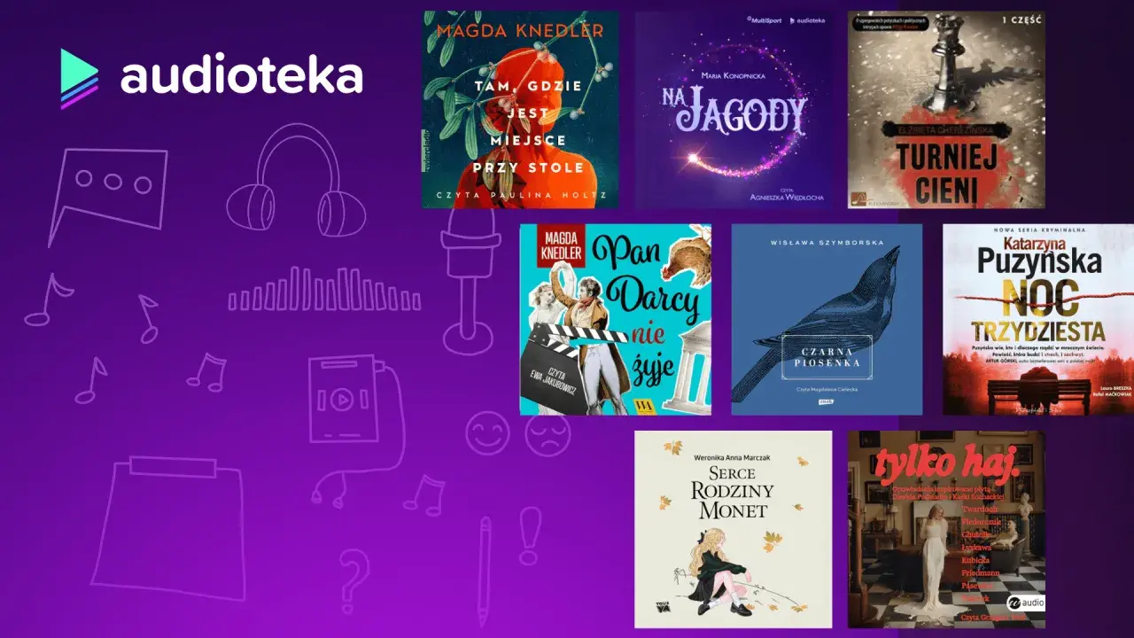 Książki polskich pisarek: Magda Knedler, Maria Konopnicka, Elżbieta Cherezińska, Wisława Szymborska, Katarzyna Puzyńska, Weronika Anna Marczak.