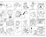Ilustracje do "Akademii Pana Kleksa": pan Kleks, balon, żaba z kluczem, koń, paleta, lalka, wilk, księżyc, pajęczyna.