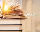 Otwarta księga, z której wydobywa się światło, symbolizuje wiedzę i inspirację. To jak definicja toposu Arkadii – idealnego miejsca.