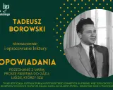 Tadeusz Borowski, autor "Pożegnania z Marią", na tle kropkowanej grafiki. Streszczenie i opracowanie lektury.