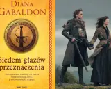 Okładka książki Diany Gabaldon "Siedem głazów przeznaczenia" i para z serialu "Outlander", który jest częścią sagi.
