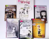 Książki dla dzieci o tematyce wojennej: "Arka Czasu", "Wróg", "Czy wojna jest dla dziewczyn?", "Zaklęcie na 'w'", "Wszystkie moje mamy" i inne.