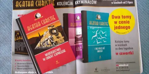 Kolekcja kryminałów Agathy Christie, w tym "Morderstwo w Orient Expressie". Dwa tomy w cenie jednego, kolejne co dwa tygodnie.