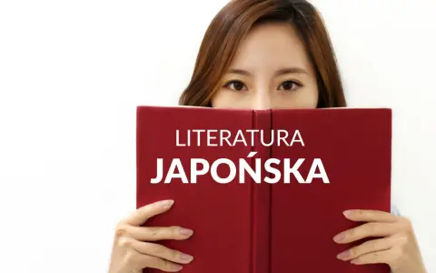 Kobieta z zaciekawieniem spogląda znad czerwonej książki z napisem "LITERATURA JAPOŃSKA". Co warto przeczytać?