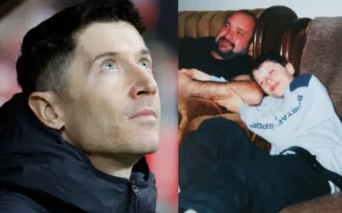 Lewandowski z ojcem, porównanie dorosłego piłkarza z jego dziecięcymi latami.