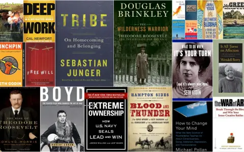 Książki dla dorosłych: "Deep Work", "Tribe", "The Wilderness Warrior", "Free Will", "Blood and Thunder", "The War of Art" i inne wartościowe pozycje.