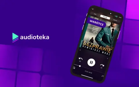 Aplikacja Audioteka z okładką książki "Bezprawie" Remigiusza Mroza. Wkrótce usłyszysz tę historię.