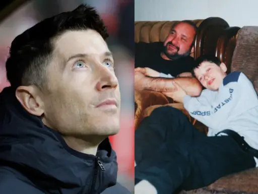 Lewandowski z ojcem, porównanie dorosłego piłkarza z jego dziecięcymi latami.