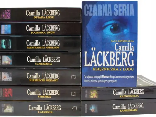 Książki z serii "Czarna seria" Camilli Läckberg, w tym "Księżniczka z lodu", "Ofiara losu" i "Syrenka", czekają na miłośników kryminałów.