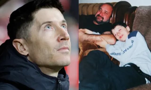 Lewandowski z ojcem, porównanie dorosłego piłkarza z jego dziecięcymi latami.