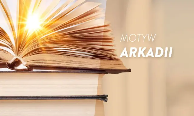 Otwarta księga, z której wydobywa się światło, symbolizuje wiedzę i inspirację. To jak definicja toposu Arkadii – idealnego miejsca.
