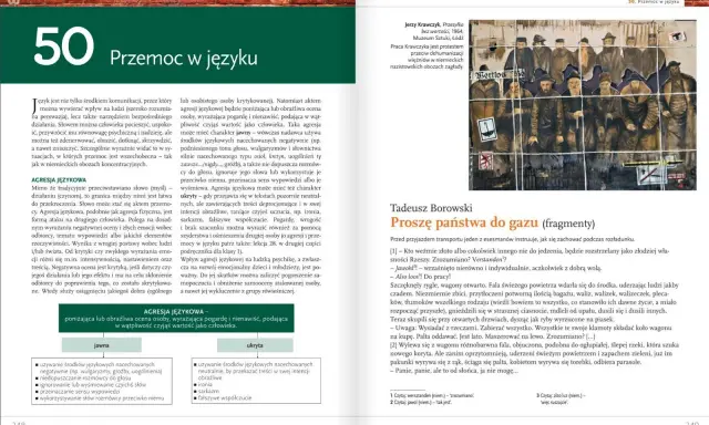 Mityzacja w literaturze: agresja językowa jako forma przemocy, jawna i ukryta, z przykładami z tekstów.