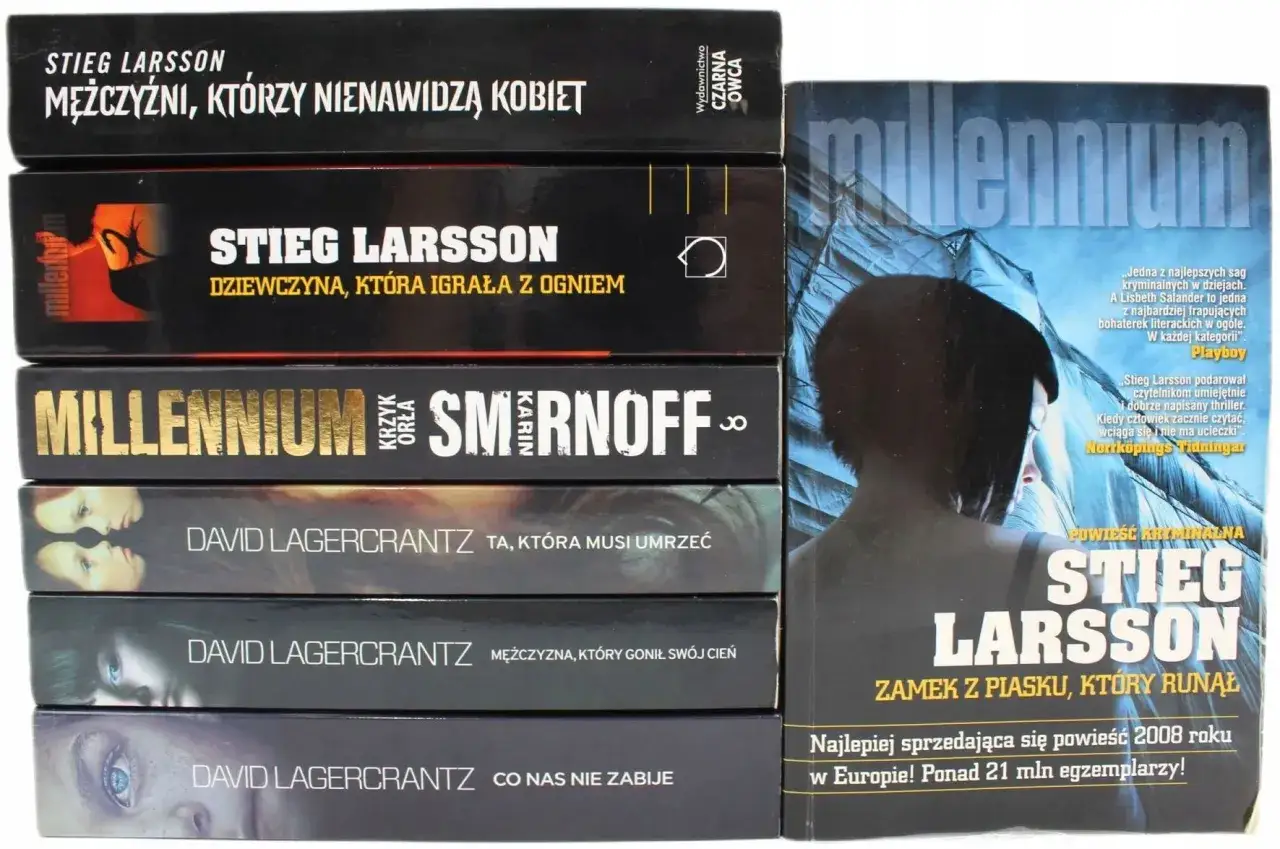 Książki z serii Millennium ułożone po kolei: 